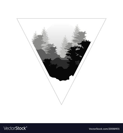 Beautiful Nature Landscape With Silhouettes Of Vector Image