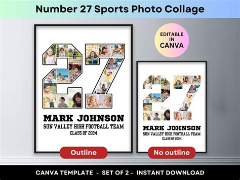 Sports Photo Collage Player Number 27 Graduation Gift Senior - Etsy