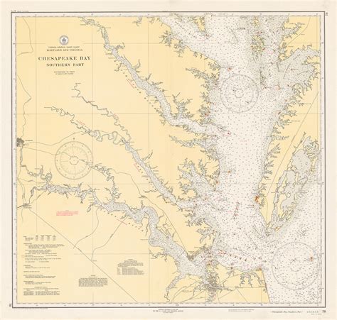 CHESAPEAKE BAY Nautical Chart - Southern Section - 1937