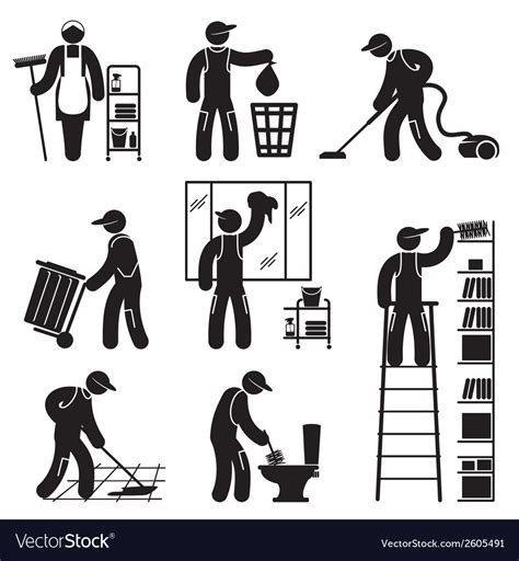 Peoples Cleaning Icons Set Royalty Free Vector Image