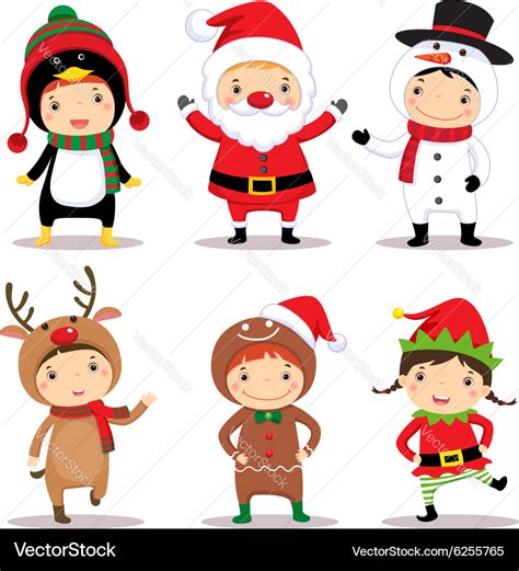 Cute Kids Wearing Christmas Costumes Royalty Free Vector