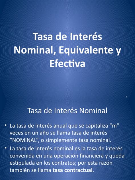 Tasa De Interés Nominal Equivalente Y Efectiva Pdf Interés Tasas