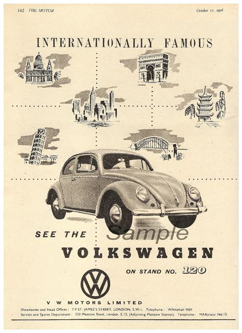 Vintage Volkswagen Vw Beetle Advertising Poster Print Etsy