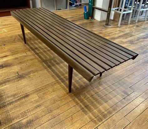 Mid Century Wooden Slat Benchcoffee Table 5ft Long Circa