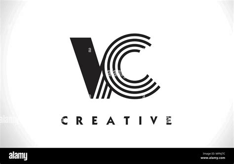 Vc Letter Logo With Black Lines Design Line Letter Symbol Vector