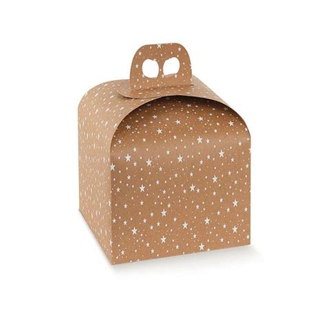 Caja Para Panettone Kraft Con Estrellas Galaxy Cm