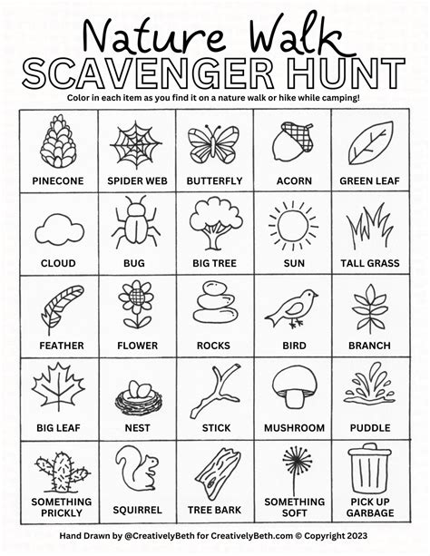 Free Camping Scavenger Hunt Printable | Camping scavenger hunts, Nature ...