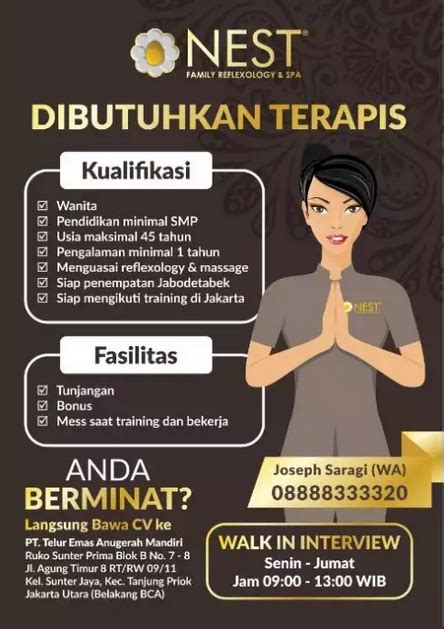 Lowongan Kerja Dibutuhkan Terapis Wanita Di Spa Keluarga Pt Team