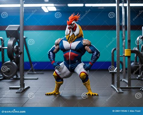 Rooster In The Gym Stock Illustration Illustration Of Costume 280119546