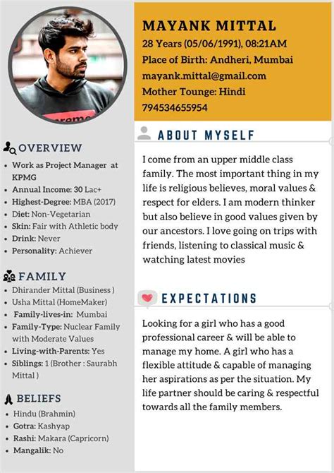 Biodata Template For Marriage