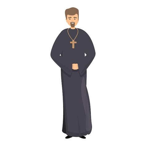 Icono De Sacerdote Cristiano Caricatura De Icono De Vector De Sacerdote