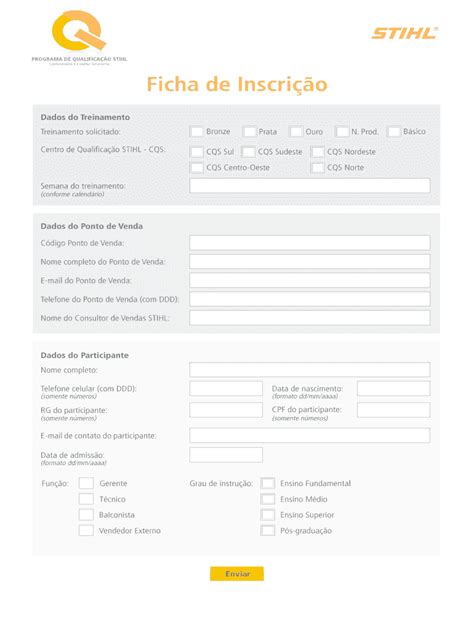 Fillable Online Ficha De Inscrio Crm Stihl Br Fax Email Print