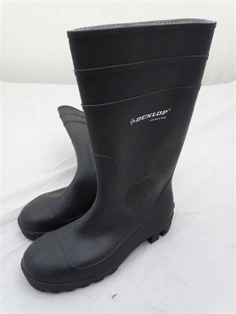 Black Dunlop Steel Toe Cap Wellington Boots Wellies EBay