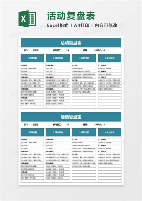 活动复盘表excel模板下载熊猫办公