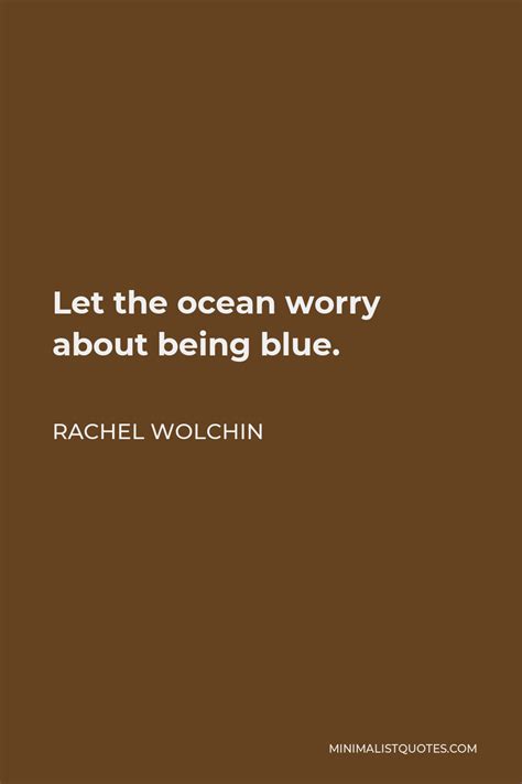 Rachel Wolchin Quote Let The Ocean Worry About Being Blue