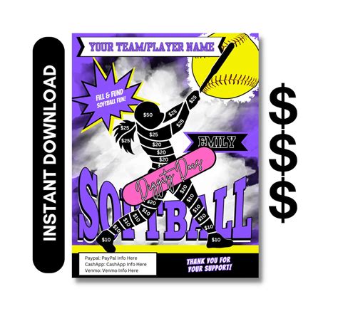 Softball Fill Fund Fundraiser Editable Softball Fundraiser Sheet Aau