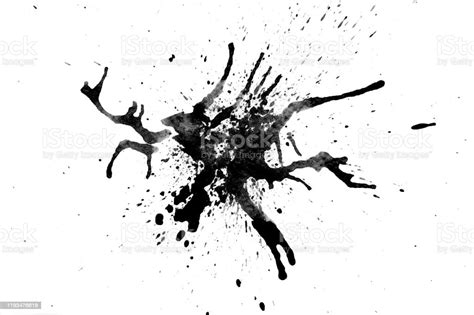 Black Ink Watercolor Splash Isolated On White Background Stock Photo