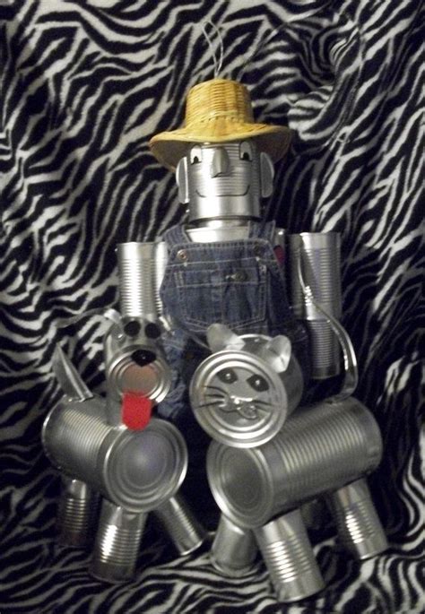 3 Items 1 Dog 1 Cat 1 Tin Man Hand Crafted Original Tin Can Man The