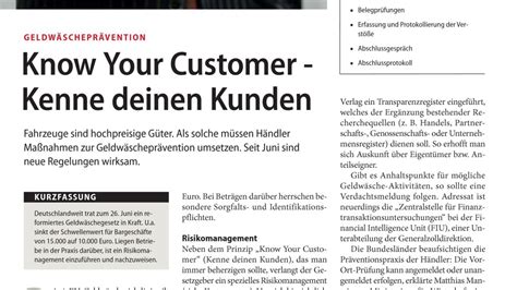 Geldwäscheprävention Know Your Customer Kenne deinen Kunden