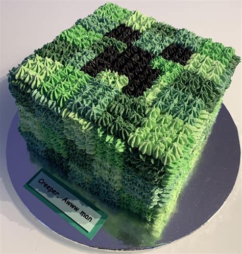 Amazing Creeper Cake Found On R Minecraft Minecraft Birthday Cake Creeper Cake Butter Cream