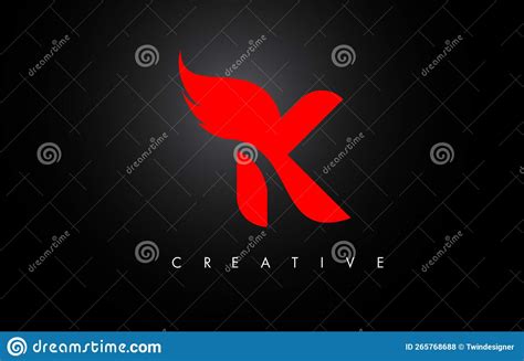 K Letter Wings Logo Design With Red Bird Fly Wing Icon Stock Vector