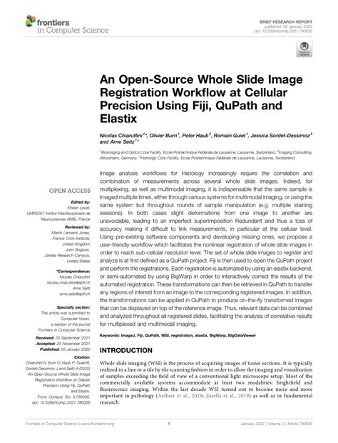 Pdf An Open Source Whole Slide Image Registration Workflow At