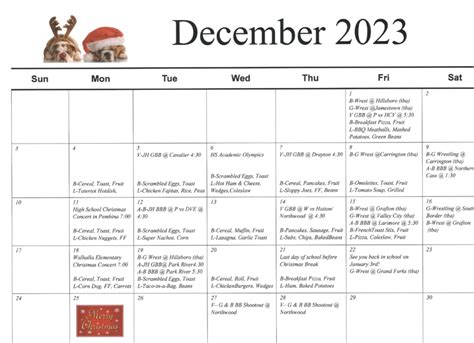 December Calendar | Walhalla Elementary and High School