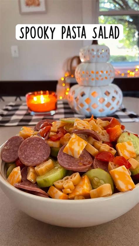 Spooky Pasta Salad | Stuffed peppers, Zesty italian dressing, Stuffed ...