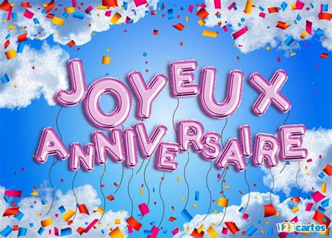 Confettis Et Ballons Carte Anniversaire Cartes Carte