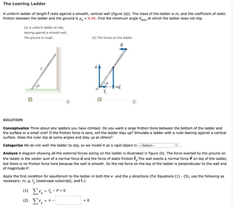 Solved A uniform ladder of length ℓ rests against a smooth Chegg