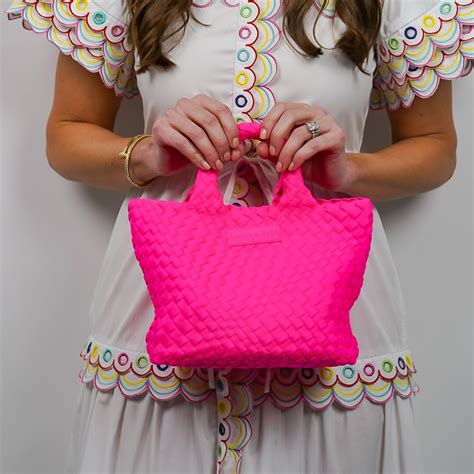 Neon Pink Woven Mini Tote — Parker And Hyde