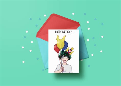 Anime Birthday Card Cute Birthday Card Funny Nerdy Printable Card Card