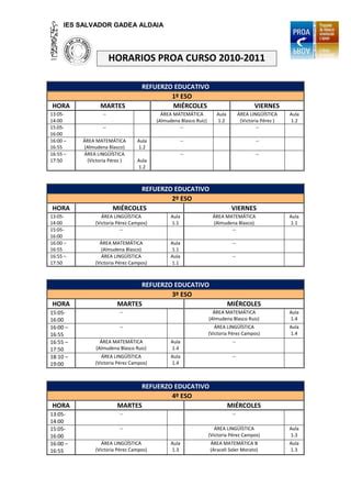 Horarios Proa Grupos Pdf