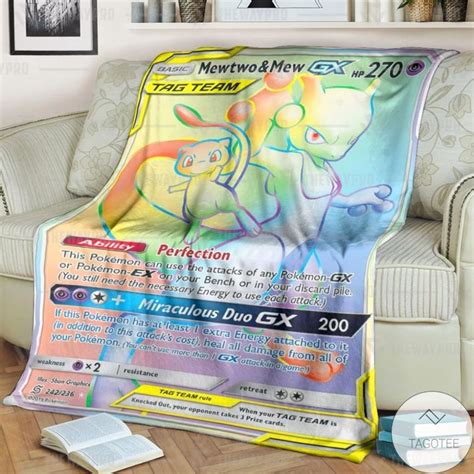 Anime Pokemon Mewtwo Mew Gx Custom Blanket Hot Sale