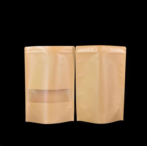 Custom Biodegradable Kraft Pouch Stand Up Food Bag Zip Lock Spice And