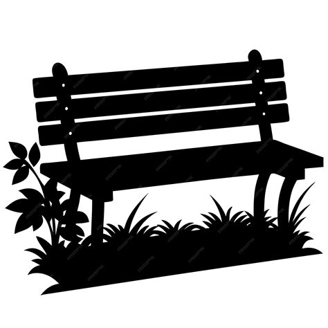 garden bench silhouette black vector   white background premium ai