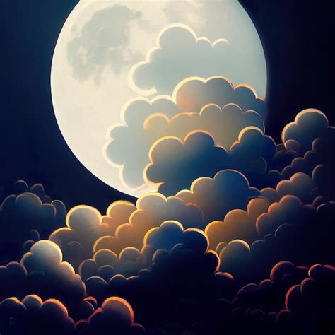 Premium Photo | Halloween background with full moon and clouds digital art