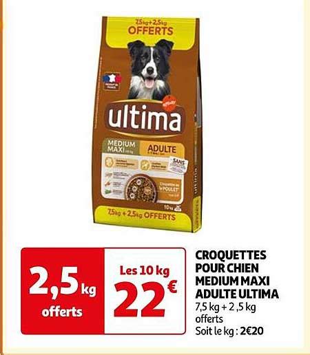 Promo Croquettes Pour Chien Medium Maxi Adulte Ultima Chez Auchan