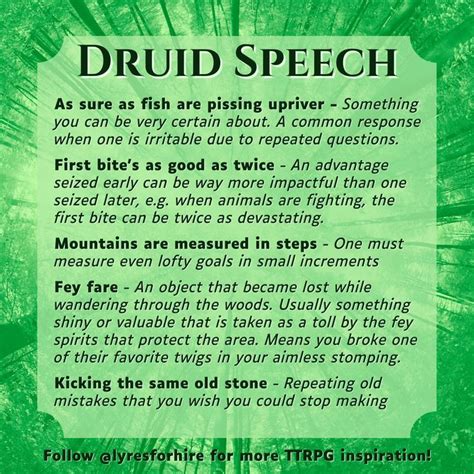 Druid Speech Dnd Druid Dnd Languages Dungeons And Dragons Homebrew