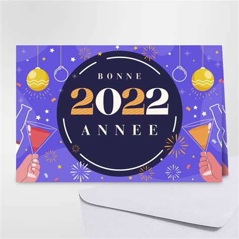 Bonne année 2022 Carte violette Carte gratuite Carte de vœux nouvel