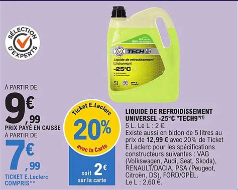 Promo Liquide De Refroidissement Universel C Tech Chez E Leclerc