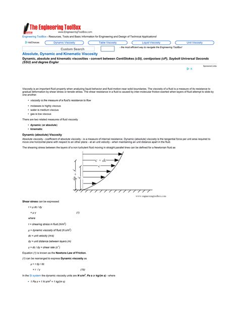 Viscosity Kinematic Vs Dynamic PDF