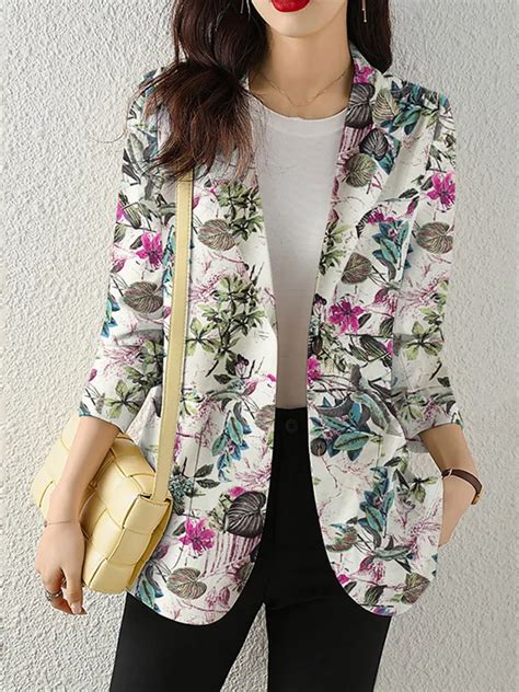 Zanzea Blazer Vintage Con Estampado Floral Para Mujer Chaquetas