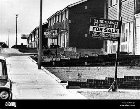 Street scene in Cramlington New Town. 31st March 1973 Stock Photo - Alamy