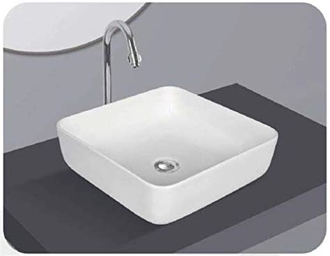 Buy Sanito Ceramic White Wash Basin Square Rectangle Shape Counter Top