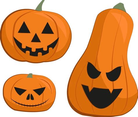 Premium Vector | Set of orange halloween pumpkins