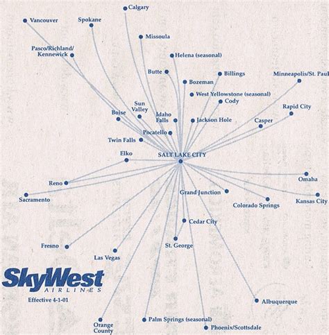 Skywest Airlines Delta Connection April Route Map