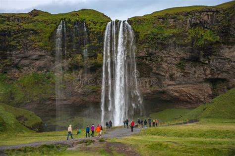 Beautiful, with Cave Inside Seljalandsfoss Waterfall in South Iceland ...