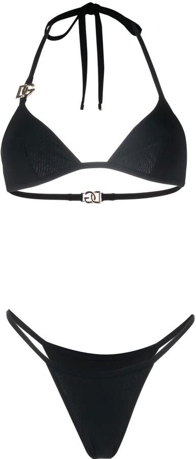 Dolce Gabbana Logo Plaque Halterneck Bikini Set ShopStyle Two Piece