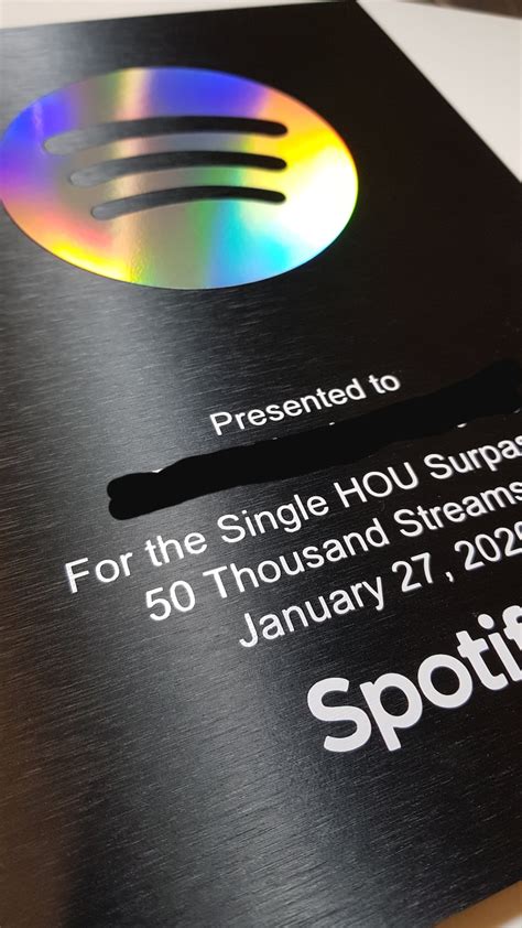 Custom Designed And Personalized Spotify Streams Milestone Award Etsy Uk